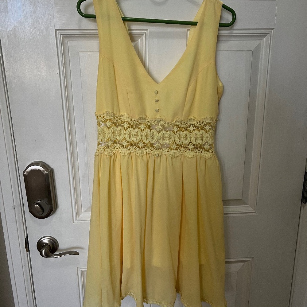 Yellow filly flair mid length dress